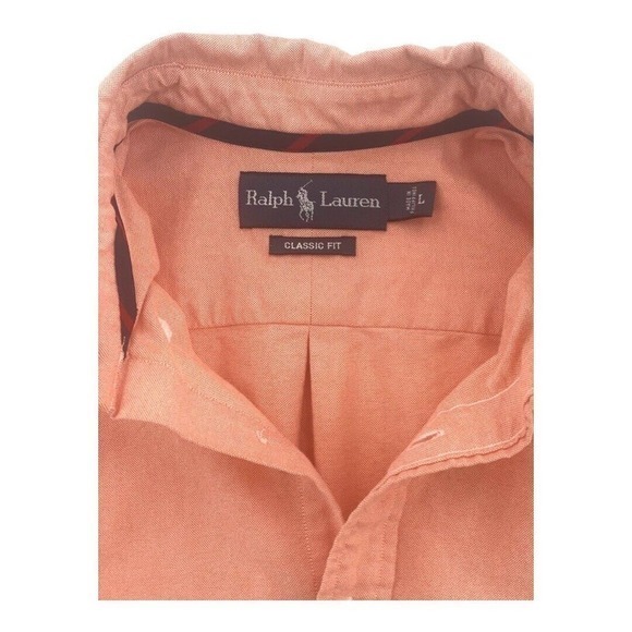 Vintage Ralph Lauren Preppy Oxford Pastel Orange. Shirt‎ Large - Picture 3 of 13